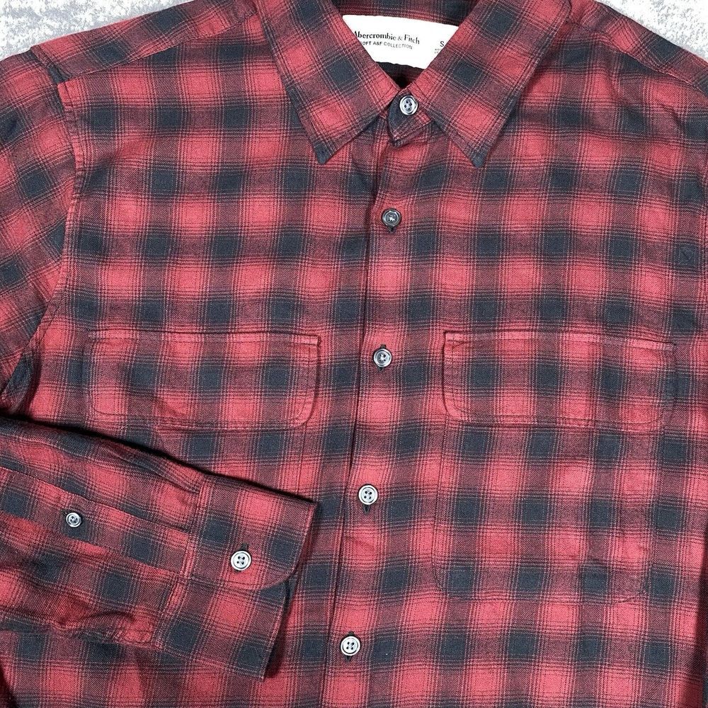 Abercrombie & Fitch Soft Collection Shirt Men's Small Red Flannel Long Sleeve‎
